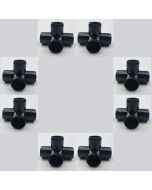 8-Pk 3/4" 4-Way Black PVC Elbows+Tees Furniture-Grade ASTM SCH40 Construction Fittings