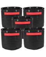5-Pack 5-Gallon LST/Bonsai Training Fabric Pots W/ 8 Support Rings, 260GSM, 247Garden Black Grow Bags w/Short Red Handles 10H x 12D