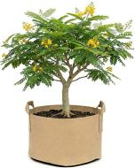 247Garden 50-Gallon Eco-Friendly Aeration Fabric Pot/Plant Grow Bag w/Handles (300GSM Tan w/Black Base 17H x 31D)