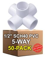 50-Pack 247Garden 1/2 in. PVC 5-Way Elbow Fitting - ASTM SCH40 Furniture-Grade