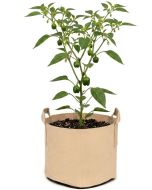 247Garden 5-Gallon Aeration Fabric Pot/Plant Grow Bag w/Handles (Tan w/Black Base 10H x 12D)