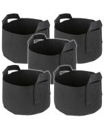 247Garden 2-Gallon Short and Wide Planters' Grow Bags w/Handles (Black 6H x 10D) 5-Pack