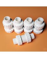 5-Pk 3/4 in. SCH-40 PVC True Union Ball Check Valves Socket-Type ASTM D2466/F1970 One-Way Pro-Flow Control Fittings