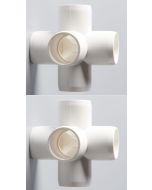 2-Pk 3/4 in. 5-Way SCH-40 PVC Fittings ASTM D2466 Plumbing-Grade Pipe Connectors