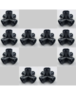 10-Pk 3/4 in. 5-Way Black PVC Elbows ASTM SCH40 Furniture-Grade Construction Fittings