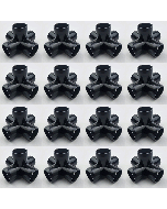 16-Pk 3/4 in. 5-Way Black PVC Elbows ASTM SCH40 Furniture-Grade Construction Fittings