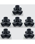 6-Pk 3/4 in. 5-Way Black PVC Elbows ASTM SCH40 Furniture-Grade Construction Fittings