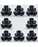 8-Pk 3/4 in. 5-Way Black PVC Elbows ASTM SCH40 Furniture-Grade Construction Fittings