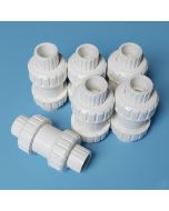 6-Pk 3/4 in. SCH-40 PVC True Union Ball Check Valves Socket-Type ASTM D2466/F1970 One-Way Pro-Flow Control Fittings