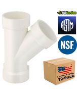 72-Pk 2 in. Schedule-40 DWV WYE Hub Skew Y-Tee Drain, Waste, and Vent PVC Fittings ASTM D2665 NSF