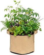 247Garden 7-Gallon Aeration Fabric Pot/Plant Grow Bag w/Handles (Tan w/Black Base 12H x 13D)