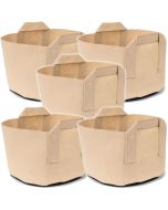 247Garden 7-Gallon Shorty Plant Grow Bags/Aeration Fabric Pots w/Handles (Tan 9H x 15D) 5-Pack
