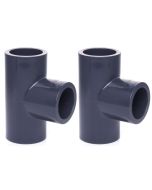 2-Pack 1 in. Schedule 80 PVC Tee 3-Way Straight Pipe Fittings Slip/Socket NSF ASTM D2467