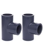 2-PK 2 in. Schedule 80 PVC Tee 3-Way Straight T Sch-80 Pipe Fitting
