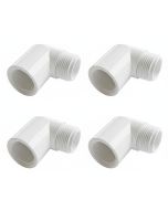 4-Pk 3/4 in. PVC SCH-40 90° Male to Female Elbow MIP x FIP (FNPT x MNPT) Fittings NSF ANSI ASTM D2466