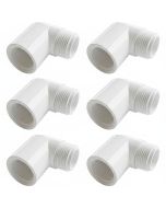 6-Pk 3/4 in. PVC SCH-40 90° Male to Female Elbow MIP x FIP (FNPT x MNPT) Fittings NSF ANSI ASTM D2466