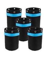 5-Pk 247Garden 1-Gallon Tall LST Low Stress Training Grow Bags W/ 6 Support Rings, 260GSM, Black Fabric Pots w/Short Blue Handles