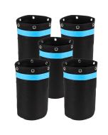5-Pk 247Garden 2-Gallon Tall LST Low Stress Bonsai Training Fabric Pot W/ 6 Support Rings, 260GSM, Black Grow Bag w/Short Blue Handles 12H x 7D