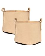 247Garden 25-Gallon Planters Grow Bag/Aeration Fabric Pots w/Handles (Tan 16.5H x 21D) 2-Pack