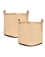 247Garden 15-Gallon Planters Grow Bag/Aeration Fabric Pots w/Handles (Tan 14.5H x 17D) 2-Pack