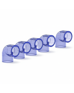 5-Pk 3/4 in. Clear PVC SCH-40 90-Degree Elbow Fittings Transparent Color ANSI, ASTM D2466 Special for Aquarium/Reef Tank Setup