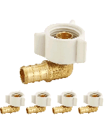 5-PK 1/2" PEX-B Brass x 1/2" Female NPT Swivel 90° Elbow Adapters, Lead Free DZR Brass NSF F1807/F2159 PEX Crimp Fittings