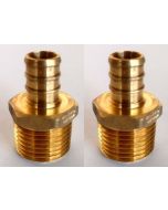 2-Pk 1/2 in. PEX-B Barb x 1/2 in. Male Pipe Thread NPT Adapters (Lead Free Brass DZR NSF-Listed F1807/F2159)