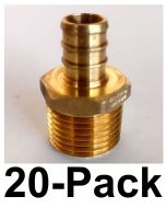 20-PK 1/2 in. PEX-B Barb x 1/2 in. Male Pipe Thread NPT Adapters, Lead Free Brass DZR NSF-Listed F1807 PEX Fittings