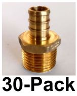 30-PK 1/2 in. PEX-B Barb x 1/2 in. Male Pipe Thread NPT Adapters, Lead Free Brass DZR NSF-Listed F1807 PEX Fittings