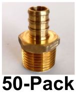 50-PK 1/2 in. PEX-B Barb x 1/2 in. Male Pipe Thread NPT Adapters, Lead Free Brass DZR NSF-Listed F1807 PEX Fittings