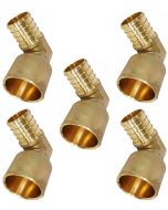 5-PacK 1 in. PEX-B x 1 in. Female Sweat Copper 90-Degree Elbow Lead Free DZR Brass NSF F1807 PEX Crimp Fittings