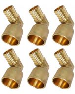 6-PacK 1 in. PEX-B x 1 in. Female Sweat Copper 90-Degree Elbow Lead Free DZR Brass NSF F1807 PEX Crimp Fittings