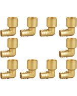 10-PK 3/4 in. PEX-B Crimp x 90-Degree Female Sweat Copper Elbow Adapter NSF Lead Free DZR Brass F1807 PEX Fitting
