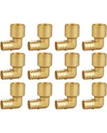 12-PK 3/4 in. PEX-B Crimp x 90-Degree Female Sweat Copper Elbow Adapter NSF Lead Free DZR Brass F1807 PEX Fitting