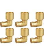 6-PK 3/4 in. PEX-B Crimp x 90-Degree Female Sweat Copper Elbow Adapters NSF Lead Free DZR Brass F1807 PEX Fittings