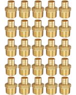 25-Pk 3/4" PEX Crimp x 3/4" Male NPT Adapters DZR Lead Free Brass NSF-Listed F1807 PEX-B Fittings