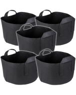 247Garden 7-Gallon Short Aeration Fabric Pot/Vegetable Grow Bag w/Handles (Black 9H x 15D) 5-Pack