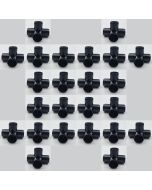 24-Pk 3/4" 4-Way Black PVC Elbows+Tees Furniture-Grade ASTM SCH40 Construction Fittings