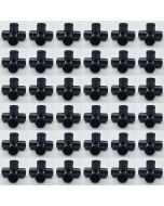 36-Pk 3/4" 4-Way Black PVC Elbows+Tees Furniture-Grade ASTM SCH40 Construction Fittings