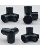 4-Pack 1/2 in. 3-Way Black PVC Elbow Fittings ASTM SCH40 Furniture-Grade Corner Connectors