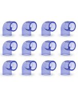 12-Pk 3/4 in. Clear PVC SCH-40 90-Degree Elbow Fittings Transparent Color ANSI, ASTM D2466 Special for Aquarium/Reef Tank Setup