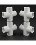 4-Pack 3/4" PVC Cross 4-Way Plumbing-Grade NSF Fittings ASTM D2466