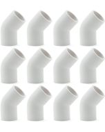 12-Pack 1" 45-Degree SCH-40 PVC Fittings, Plumbing Grade NSF-PW UPC ASTM ANSI D2466