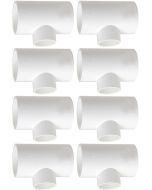 8-Pack 1" x 3/4" SCH-40 PVC Reducing Tee NSF ASTM D2466 Pipe Fittings 1 x 1 x 3/4 in. SxSxS