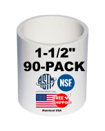 90pcs 1-1/2 in. Schedule 40 PVC Coupling/Coupler Pipe Fitting NSF SCH40 ASTM D2466 1.5"