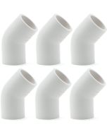 6-Pack 1" 45-Degree SCH-40 PVC Fittings, Plumbing Grade NSF-PW UPC ASTM ANSI D2466