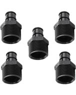 5-Pk 1/2" PEX-A x 3/4" NPT Male Adapters Plastic PPSU Cold Expansion PEX Fittings ASTM F1960 NSF