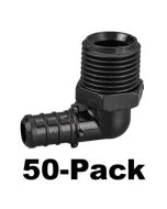 50-Pk 1/2" PEX Crimp x 1/2" Male NPT Elbow Adapters PPSU ASTM F2159 PEX-B x Male-Threaded 90-Degree Fittings NSF