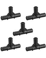 5-Pack 1/2 in. PEX-B Barb Tee Crimp/Clamp Plastic Fitting for Hot/Cold Water PEX Pipe System NSF PPSU ASTM F2159