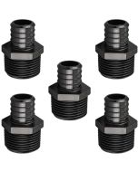 5-Pk 1" PEX Crimp x 1" Male NPT Adapters Plastic PPSU PEX-B Fittings ASTM F2159 NSF